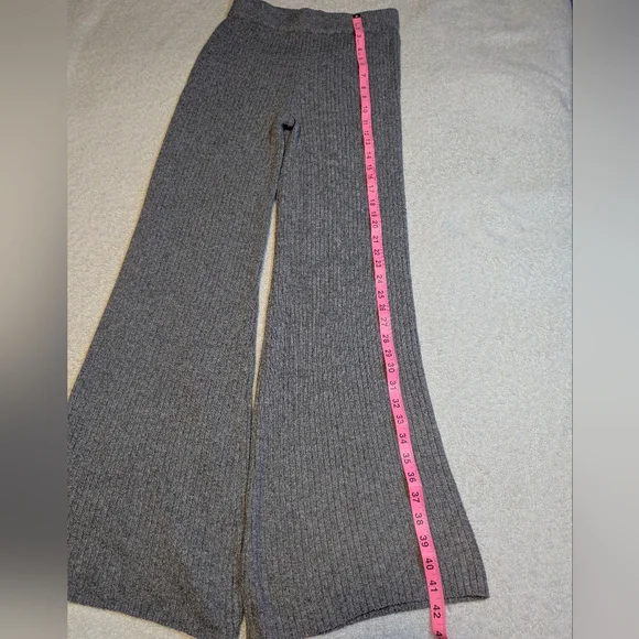 ARDENE Gray Ribbed Knit Wide-Leg Pants - Picture 3 of 7